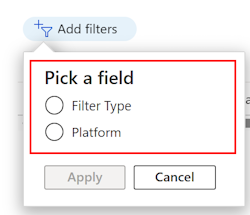 Screenshot: Filtern der vorhandenen Filterliste nach Plattform und Profiltyp in Microsoft Intune