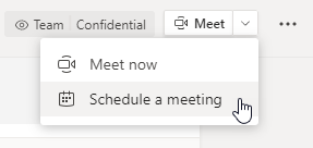 Die Option „Besprechung planen“ in Microsoft Teams.