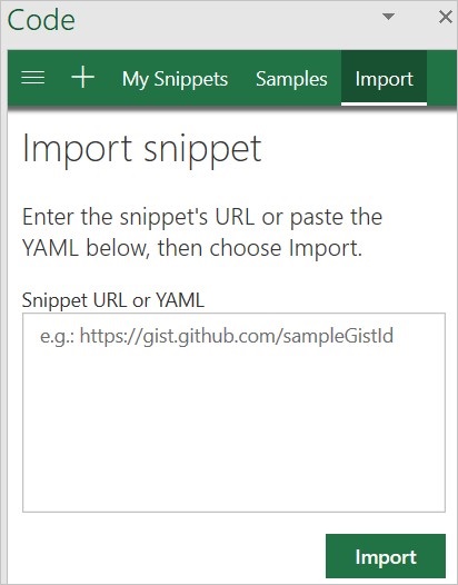 Option „Snippet importieren“.
