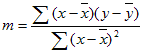 Formel mit Berechnungen für m und b