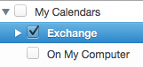 Screenshot, der das aktivierte Kontrollkästchen „Exchange“ zeigt.