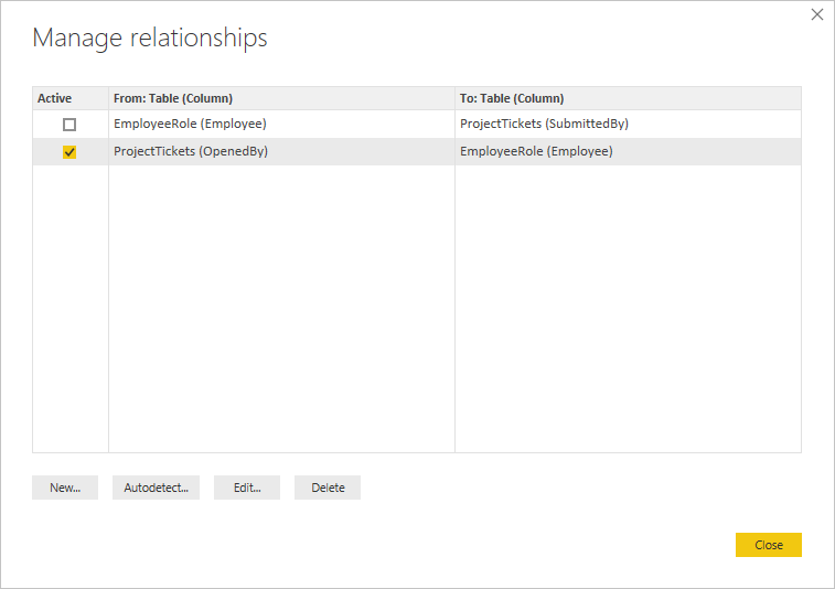 OpenedBy active in Manage relationships dialog box