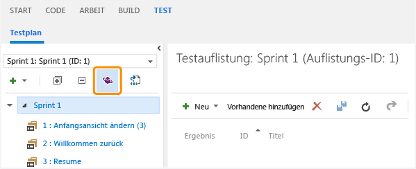 Testplan mithilfe von Microsoft Test Manager öffnen