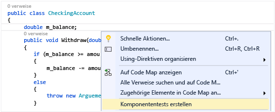 From the editor window, view the context menu