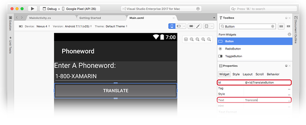 Configure as the translate button