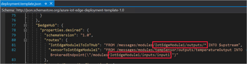 Überprüfen von Routen in „deployment.template.json“
