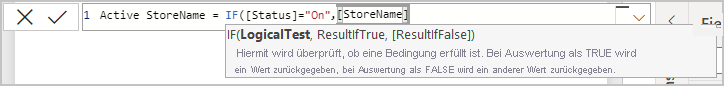 Screenshot der Spalte StoreName, die der Formel hinzugefügt wurde.