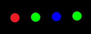 Example of what the color separation of a head-locked white round cursor could look like as a user rotates their head to the side.