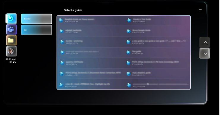 Screenshot des Untermenüs mit den Registerkarten „Zuletzt verwendet“, „Alle“ und „Ordner/Dateien“.