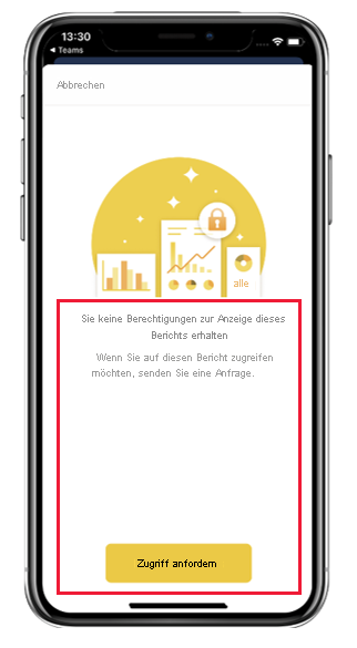 Screenshot: Dialogfeld zur Zugriffsanforderung in der mobilen Power BI-App