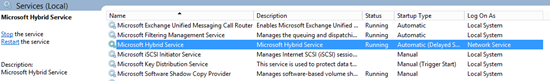 Der Microsoft-Hybriddienst in der Liste der Windows-Dienste.