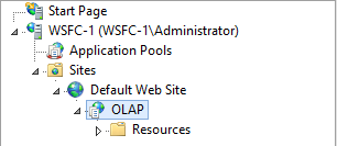OLAP-Ordner nach der Konvertierung in einen OLAP-Anwendungsordner