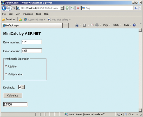 Figure 1 MiniCalc Web App Under Test