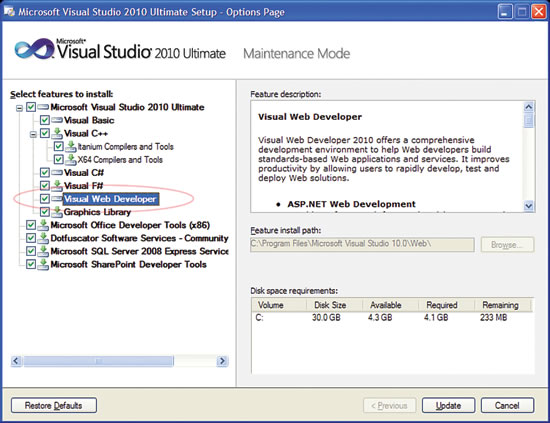 image: Ensure the Visual Web Developer Component Is Installed Before Launching the Conversion Wizard
