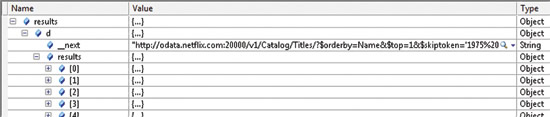 image: JSON Results of a Request for More Data than the Service Is Configured to Return