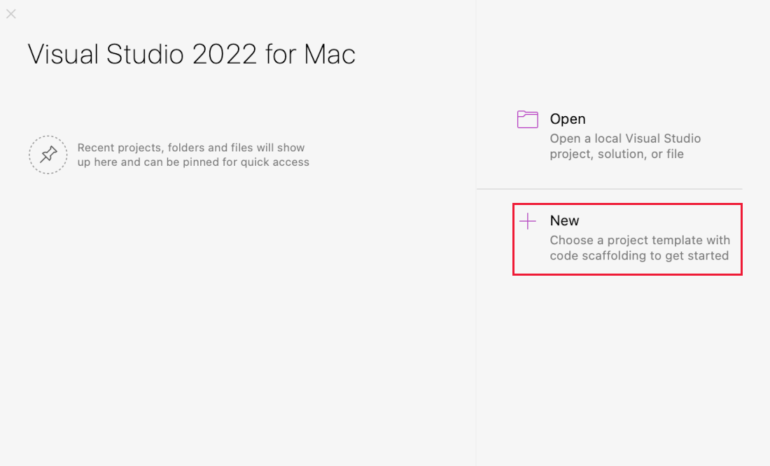 Neue Projektmappe in macOS