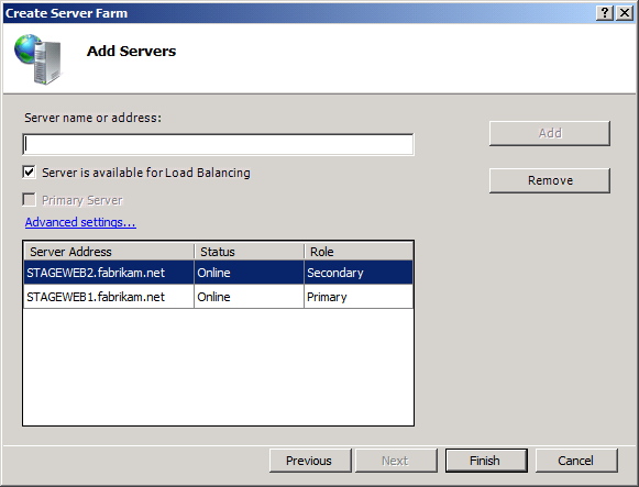 Geben Sie auf der Seite Server hinzufügen den FQDN Ihres ersten sekundären Servers ein, und klicken Sie dann auf Hinzufügen.