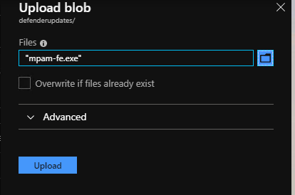 Azure Stack Hub Defender: Blob1 hochladen