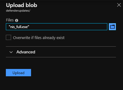 Azure Stack Hub Defender: Blob2 hochladen