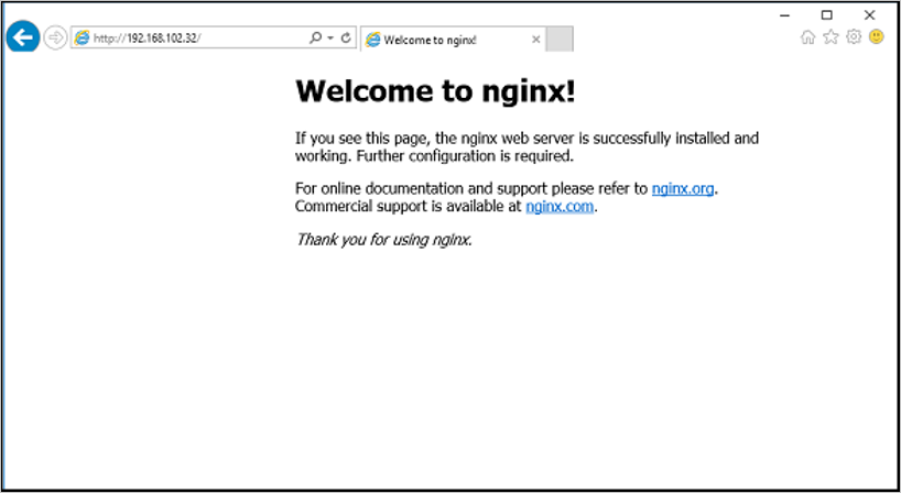 Willkommensseite des NGINX-Webservers