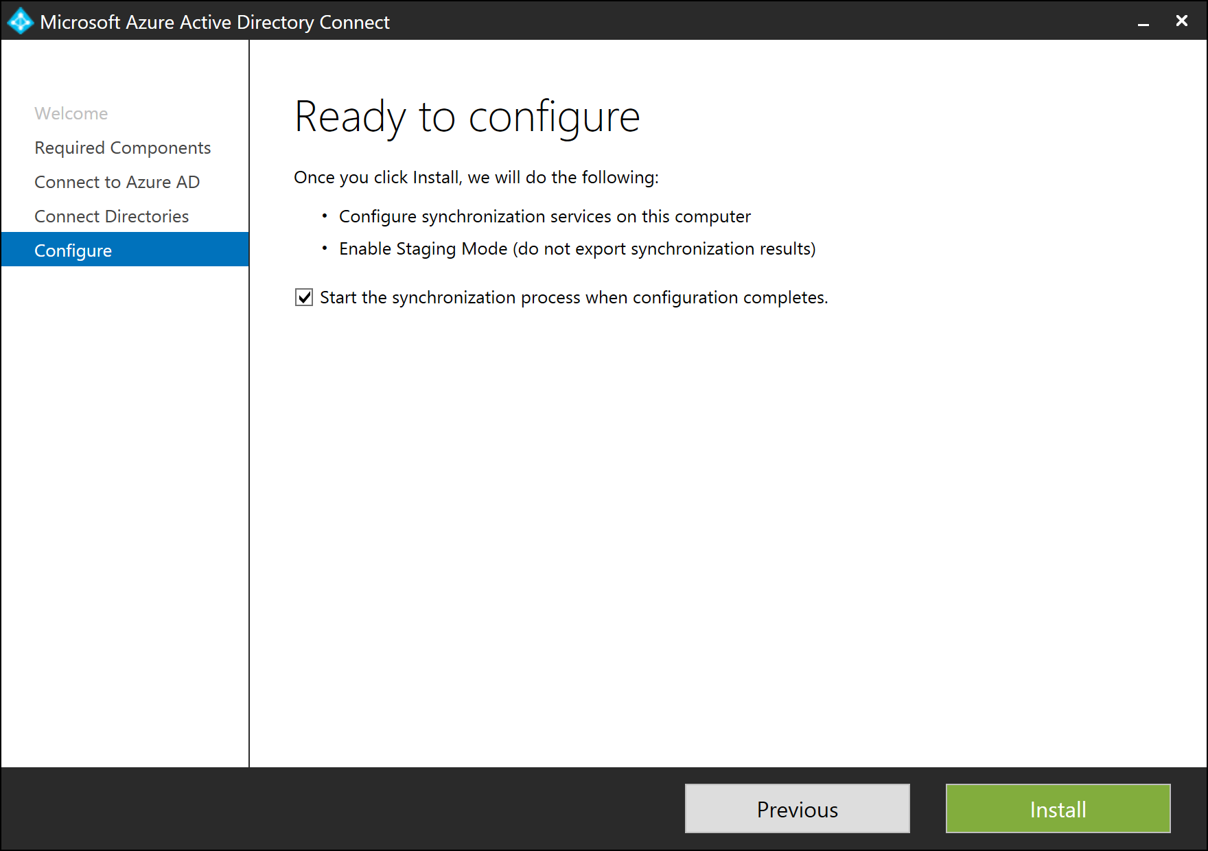 Screenshot that shows the Microsoft Entra Connect Welcome page.