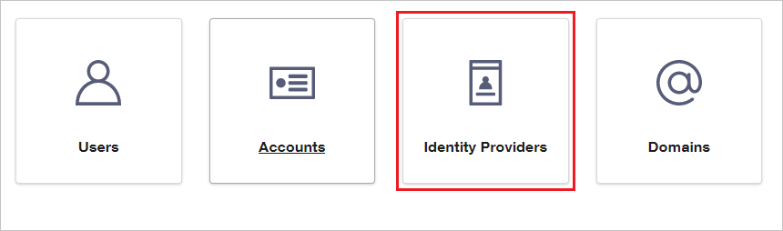 Screenshot der Option „Identity Providers“ (Identitätsanbieter)