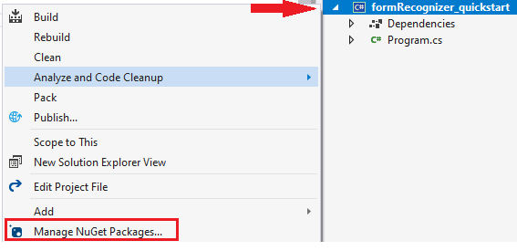 Screenshot des Fensters zum Suchen des NuGet-Pakets in Visual Studio