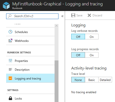 Graphical Authoring Logging and Tracing page
