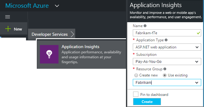 Bereich „Application Insights“