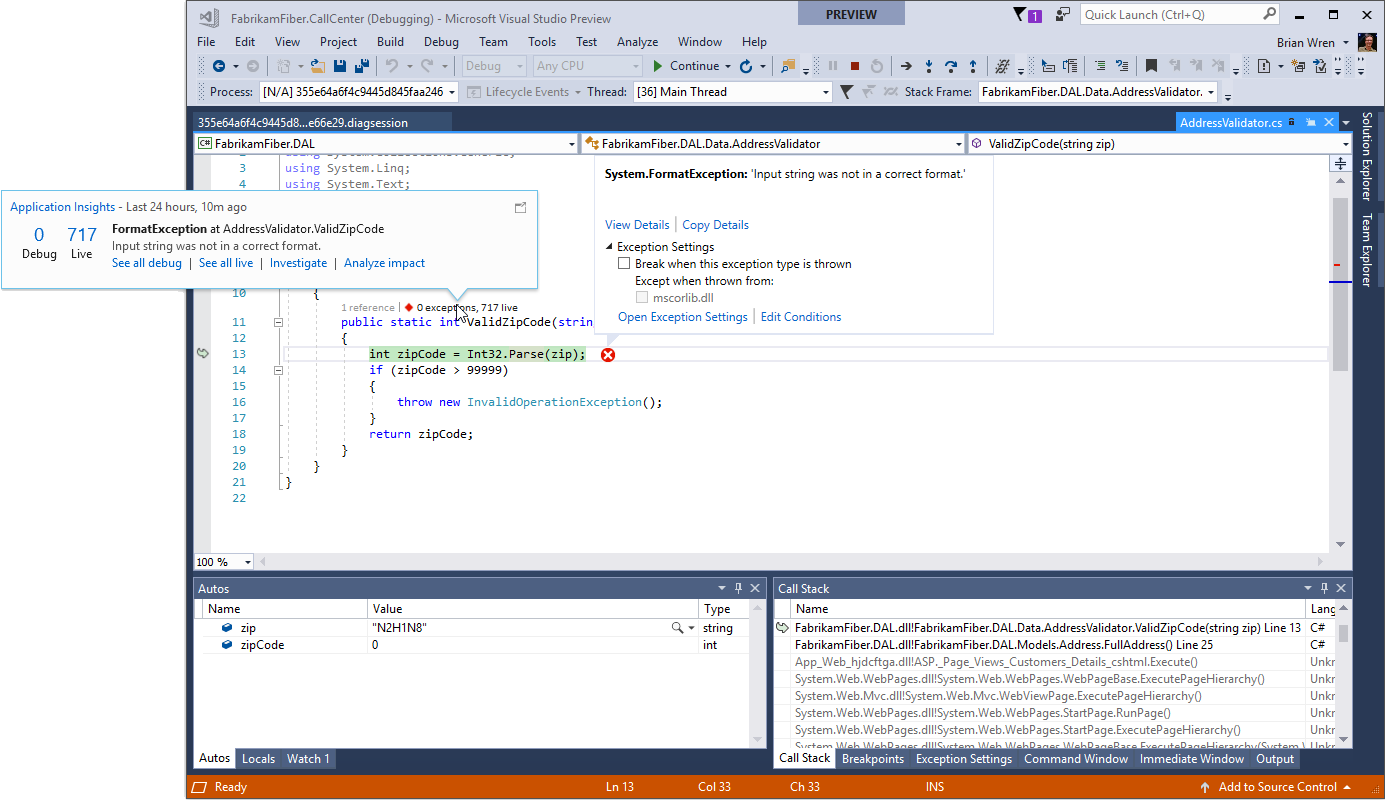 Screenshot, der Code in CodeLens zeigt.