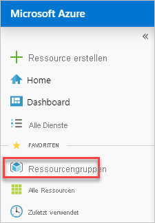 Screenshot der Auswahl von Ressourcengruppen im Azure-Portal