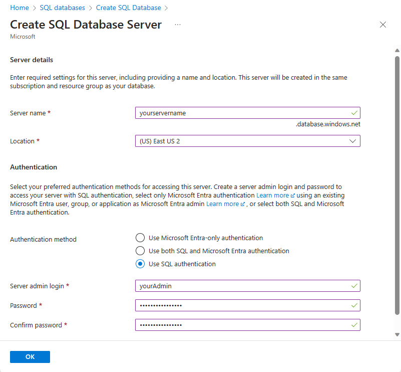 create database-server