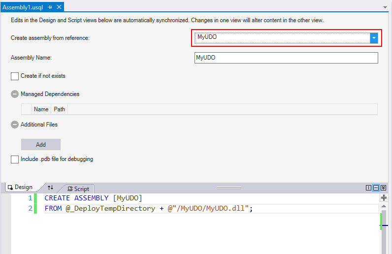 Data Lake Tools für Visual Studio: Erstellen einer Assembly aus einem Verweis