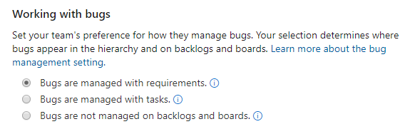 Agile Team configuration, General, Working with bugs, don't track