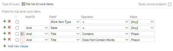 Screenshot of Query Editor to include and exclude exact words.