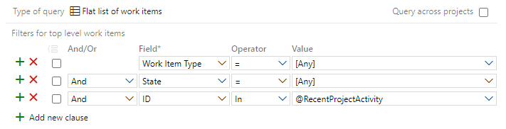 Query Editor, with ID In @MyRecentActivity query clause
