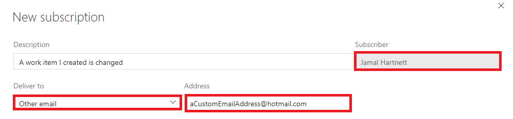 Screenshot der benutzerdefinierten E-Mail-Adresse.