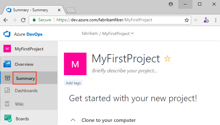 Open the Project Home Page, anonymous user