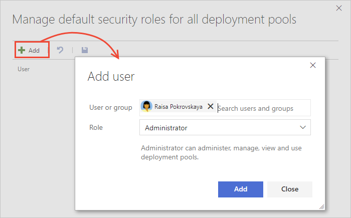 Add an administrator to all deployment pools