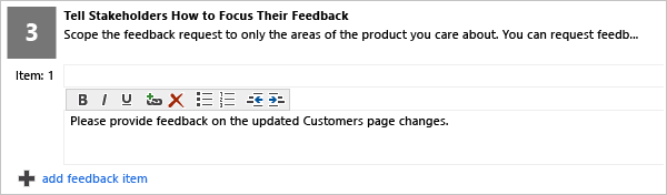Feedback focus textbox on Request Feedback form