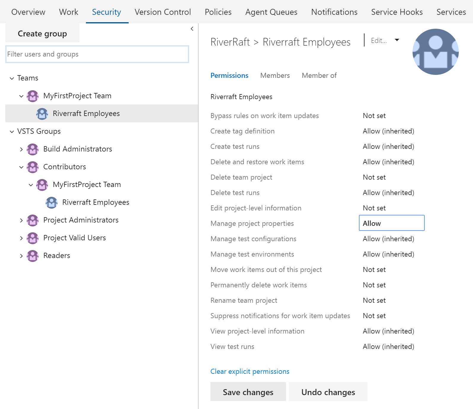 Azure AD group permissions