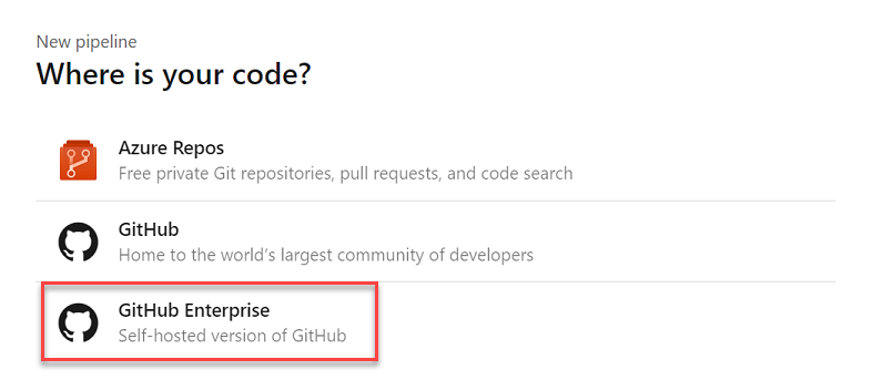 GitHub Enterprise support in the pipeline wizard.