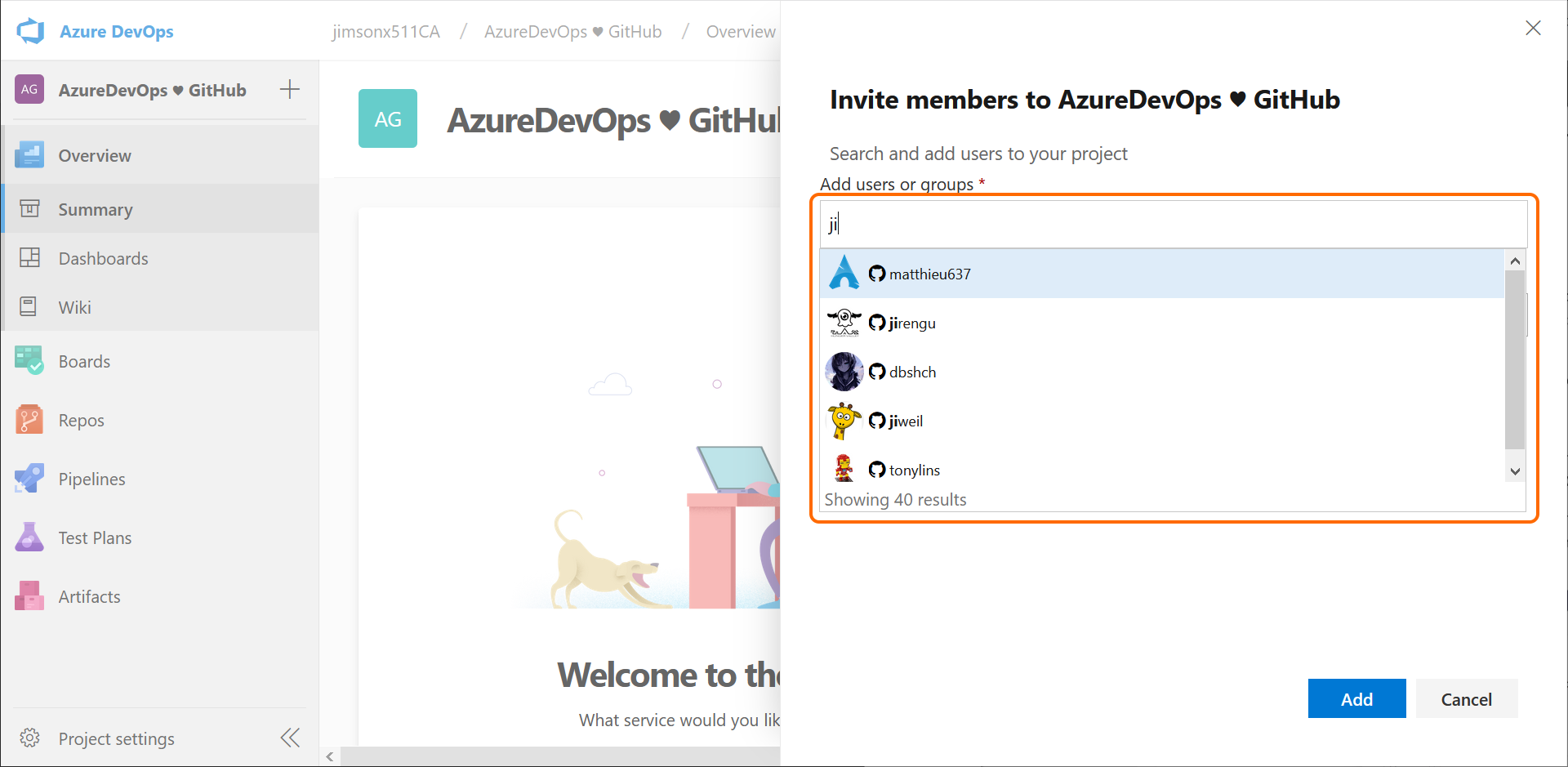 Invite GitHub collaborators into Azure DevOps.