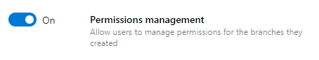 Screenshot that shows the Permissions management repository setting.