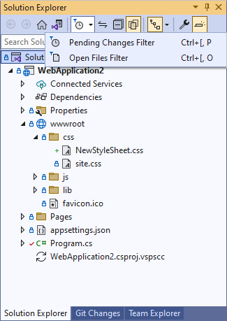 Screenshot: Projektmappen-Explorer mit Projekten und Dateien.