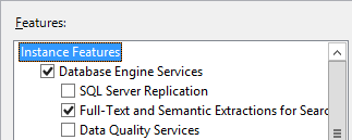Screenshot: SQL Server Features