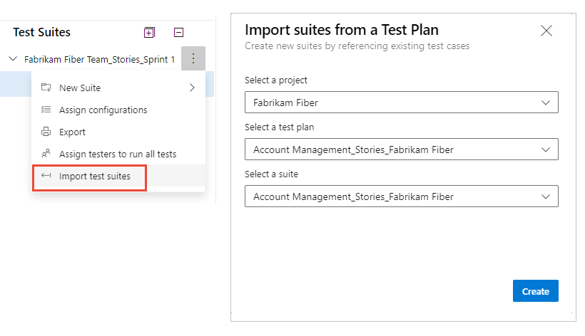 Test suites tree import overview.