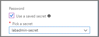 Screenshot der Verwendung eines Geheimnisses bei Erstellung einer VM.