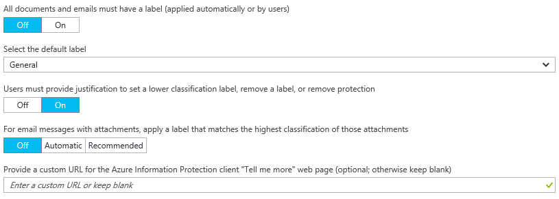 Azure Information Protection tutorial - settings configured