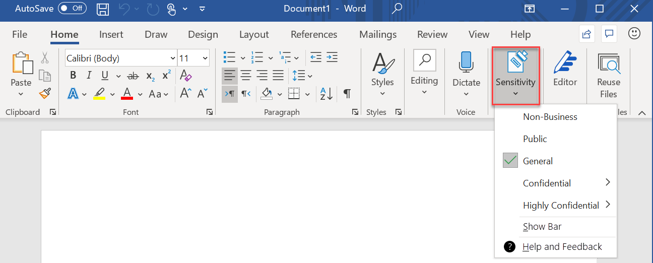 Schaltfläche „Beispiel“ für den Client für einheitliche Bezeichnungen in Microsoft Office